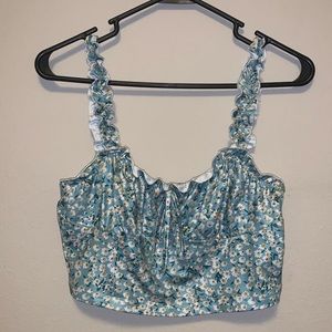 Frill Trim Strap Tie Knot Bustier Crop Top